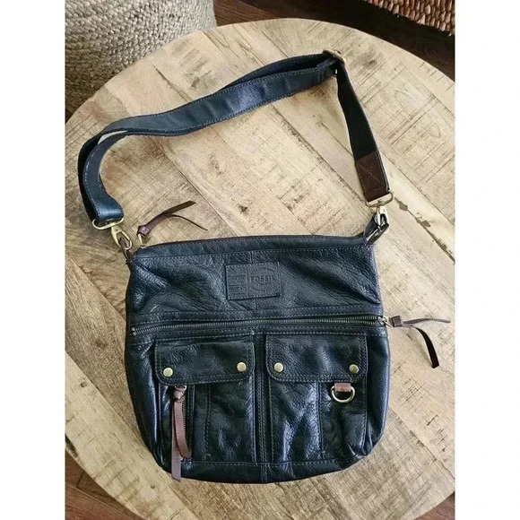 Fossil Black Leather Crossbody Bag - Picture 1 of 12